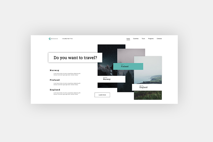 Прототип лендинга про путешествия в северные стран