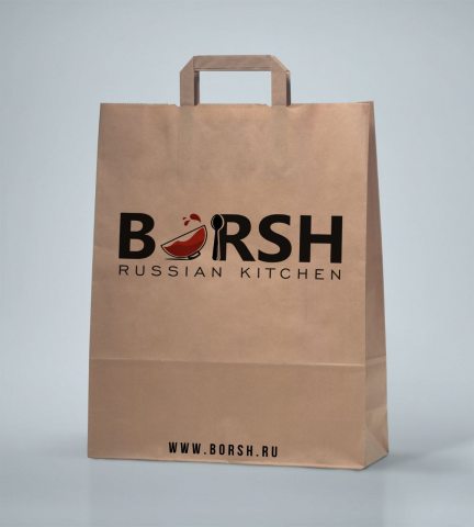 Дизайн пакета с логотипом для ресторана русской кухни "BORSH"