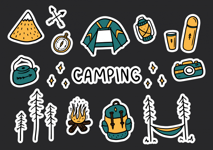Векторные стикеры Camping