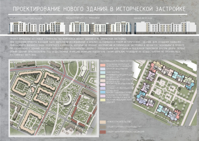 Секционный дом средней этажности в исторической застройке