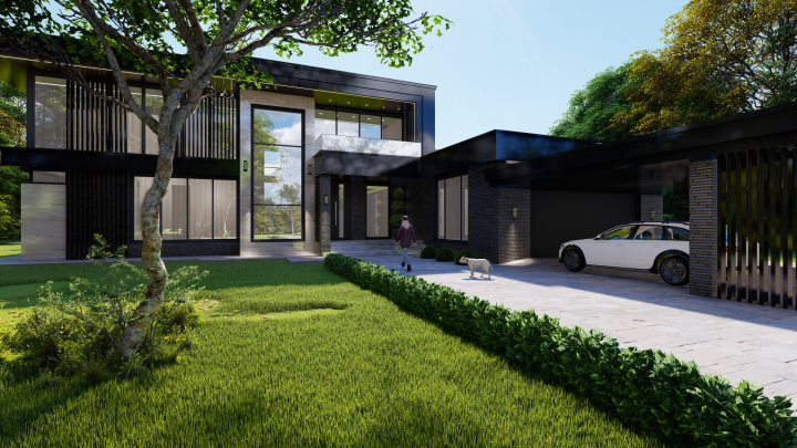 Двухэтажный дом в современном стиле
