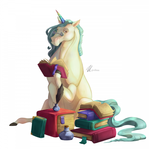 Devoted unicorn character concept