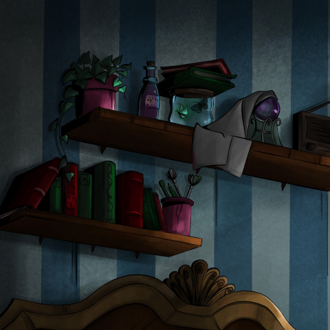 Bedroom shelves design