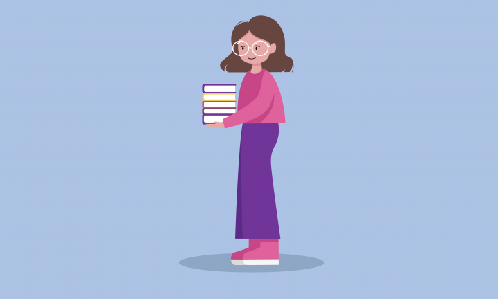 Girl character with books