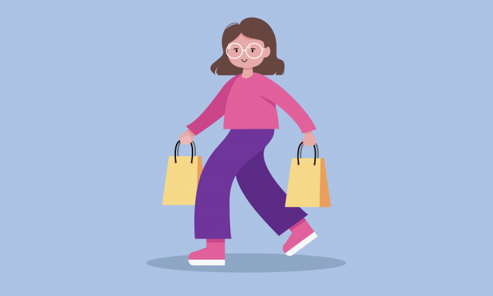Girl character with bags
