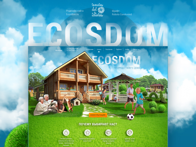 Редизайн 2.0 + верстка/программинг + тексты для сайта ecosdom.ru