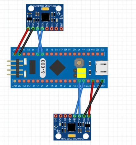 Опрос двух гироскопов MPU6050 по I2C