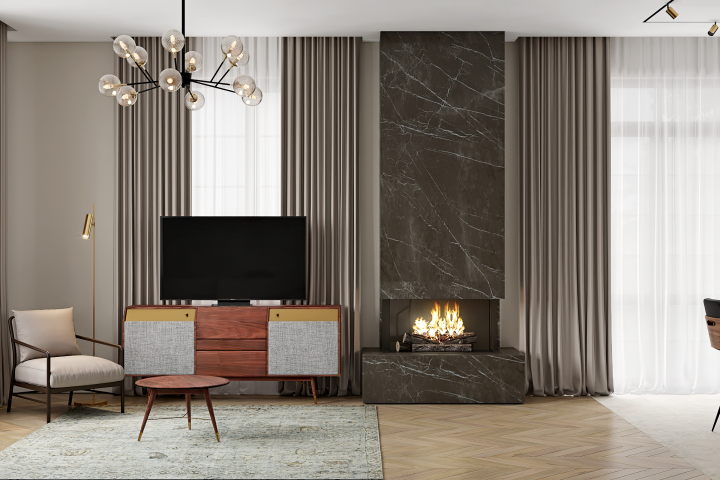 Каминная зона в загородном доме