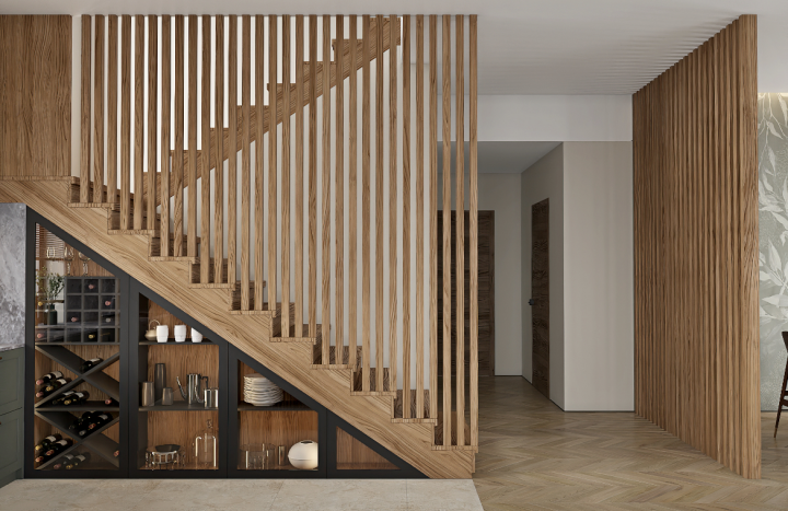 Зона кухни в загородном доме