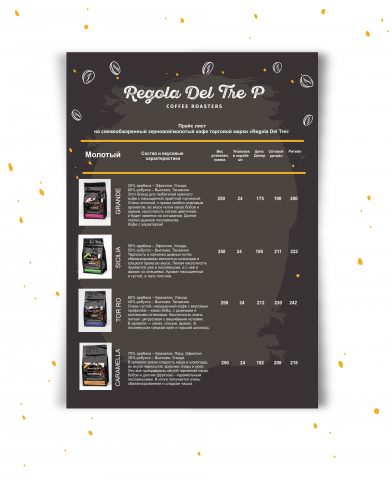 Разработка прайса Regola Del The P