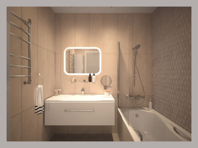 Проект типовой двухкомнатной квартиры. Ванная