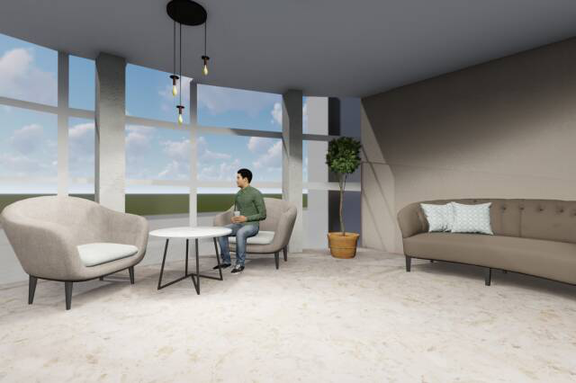 Визуализация холла в бизнес центре