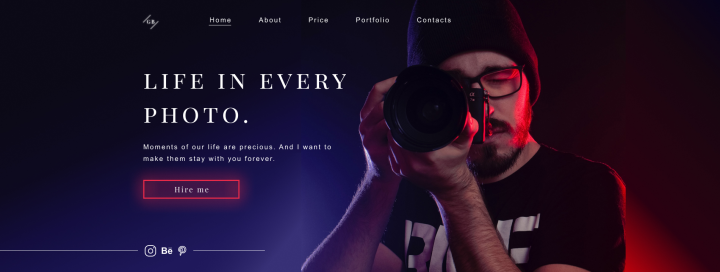 Прототип страницы фотографа