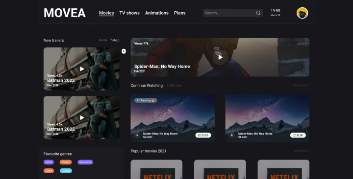 Сервис с фильмами, сериалами Movea