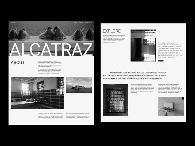 Концепт лонгрида на тему ALCATRAZ