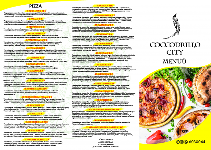 Меню-буклет для пиццерии