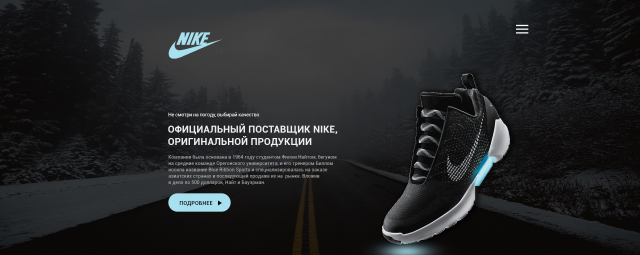Дизайн интнернет магазина обуви Nike