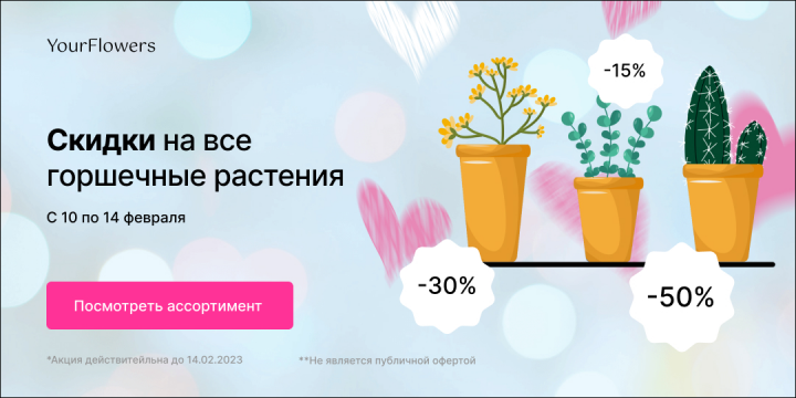 Баннер для цветочного салона в честь 14 февраля