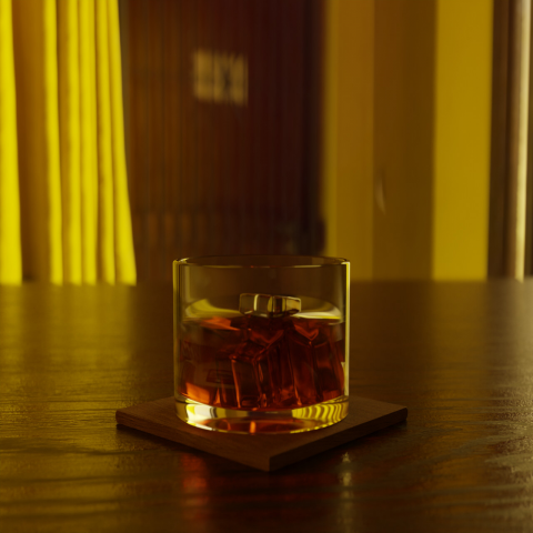 3D стакан виски