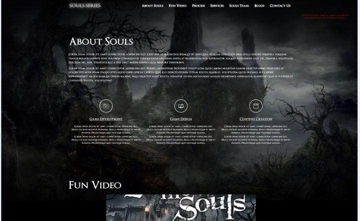 Souls Series - лэндинг с кастомным видео-плеером.