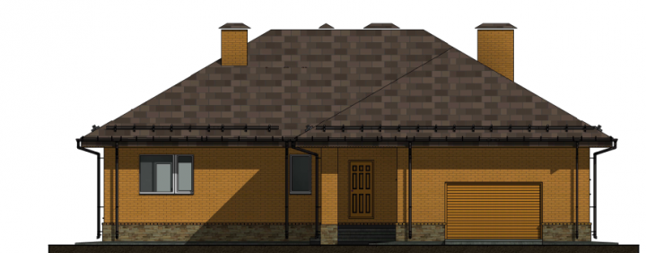 1-этажный жилой дом с гаражом.