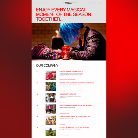 Redesign corporate website The Coca-Cola Company