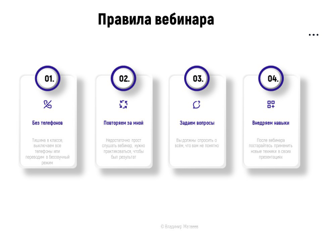 Список правил вэбинара