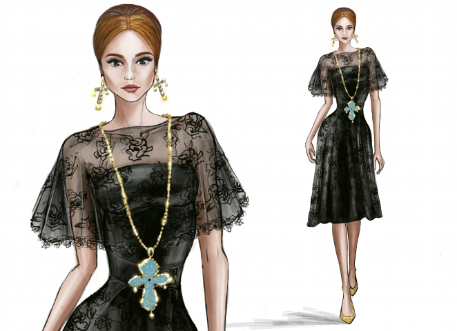 Fashion-скетч «Кружевное платье»