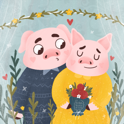 Иллюстрации из серии "Moments of pig life"