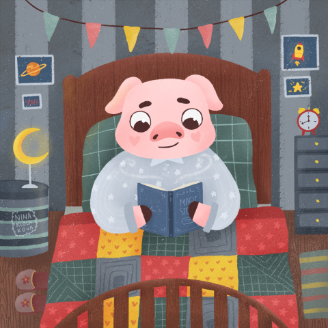Иллюстрации из серии "Moments of pig life"