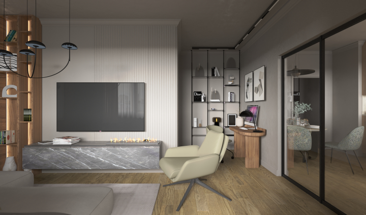 Гостиная в современном стиле 22 м2