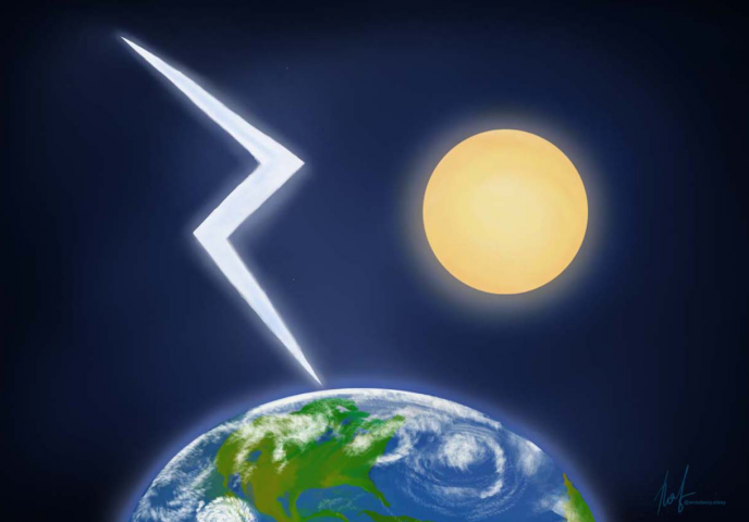 Земля солнце молния.