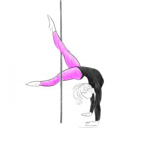 Иллюстрация  упражнения на пилоне.