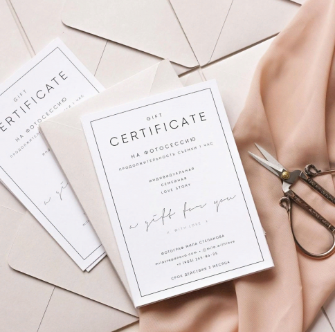 Дизайн подарочного сертификата на фотосъемку