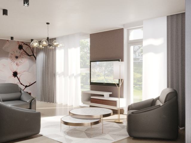 Визуализация трехкомнатной квартиры_гостиная