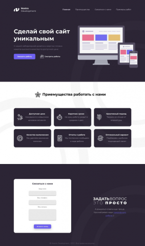 Дизайн продающей страницы для Nostro Development