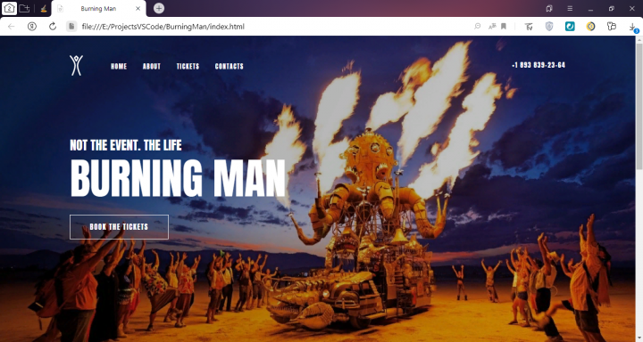 Вёрстка сайта Burning Man