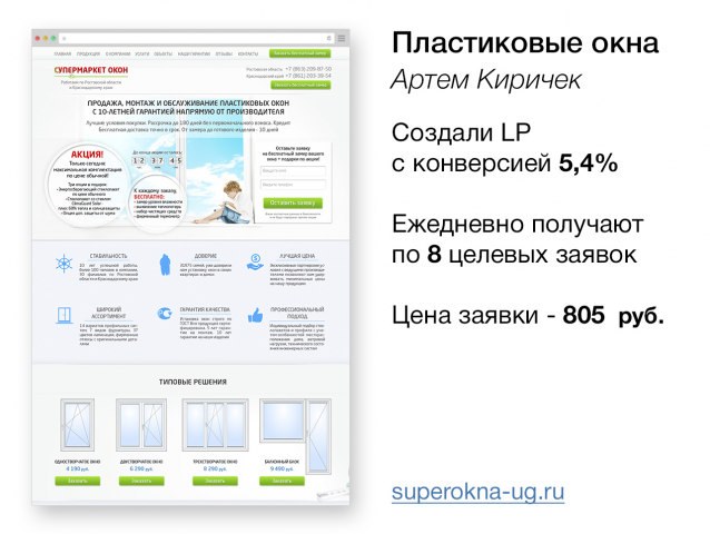 Конверсия 5,4%, цена заявки 805 руб (Конкурентная ниша!)