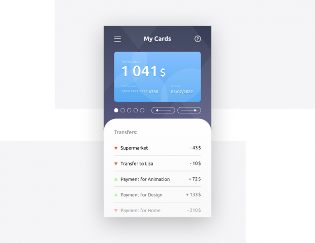 Приложение для держателя карточек UI