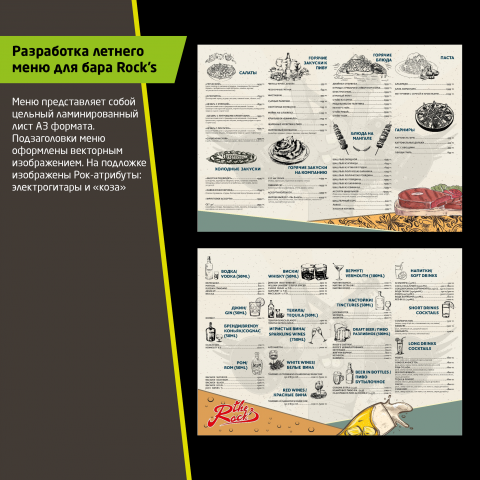 Меню для бара Rock's