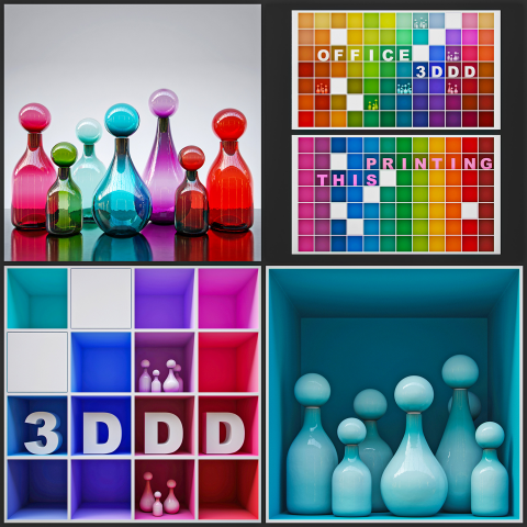 3d Model - Стеллаж цветной для офиса