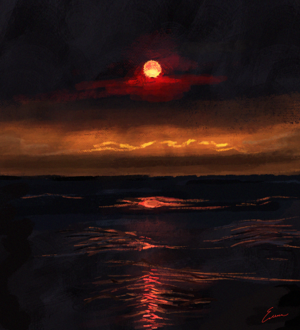 Sunset over sea / Закат над морем