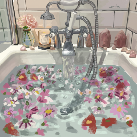 Иллюстрация "Bath with flowers"