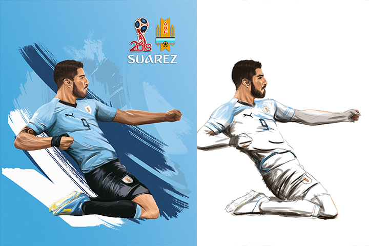 Иллюстрация футболиста "SUAREZ" "FC Barcelona"