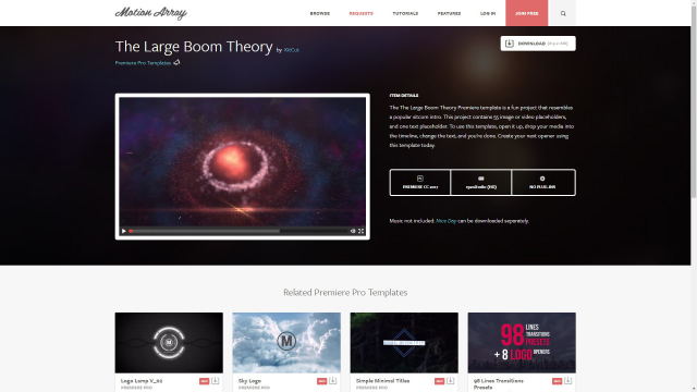 Шаблон в стиле теория большого взрыва https://motionarray.com/pr