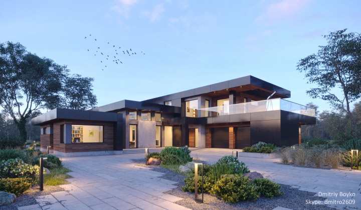 3d визуализация современного дома