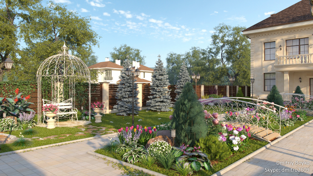 Дизайн участка 3d визуализация ланшафта