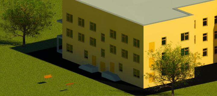 визуализация здания 2 revit 2013