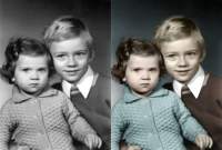 Раскрашивание ч/б фото "Дети"