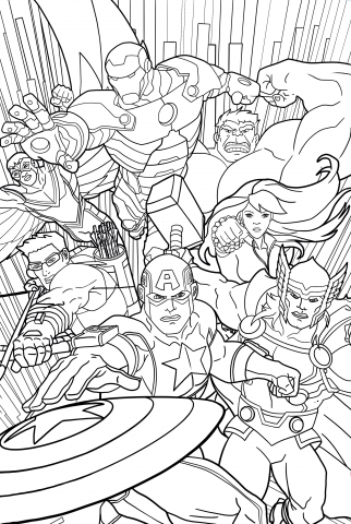 Раскраски на обои «Мстители»
